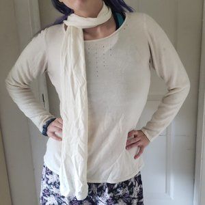 White Stag White Sweater with Sparkle Scarf